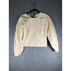 Banana Republic Womens Size 2 Beige Long Sleeve Cropped Top Balloon Sleeve Boho